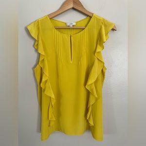 J. CREW Short Ruffle Sleeve Blouse in Yellow size 0